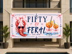 Fifty & Feral Coastal Crab and Martini 50th Birthday Banner