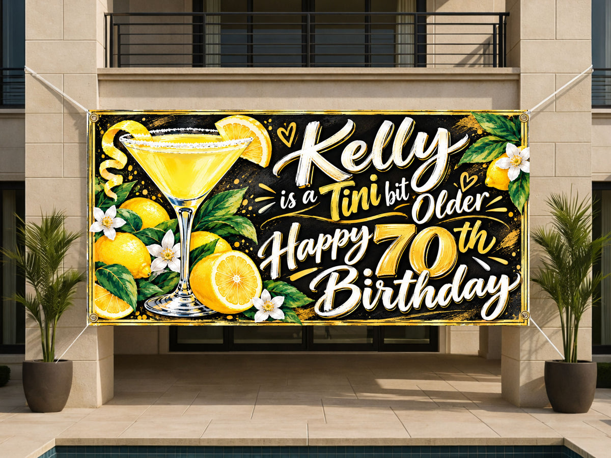 Lemon Martini 70th Birthday Banner