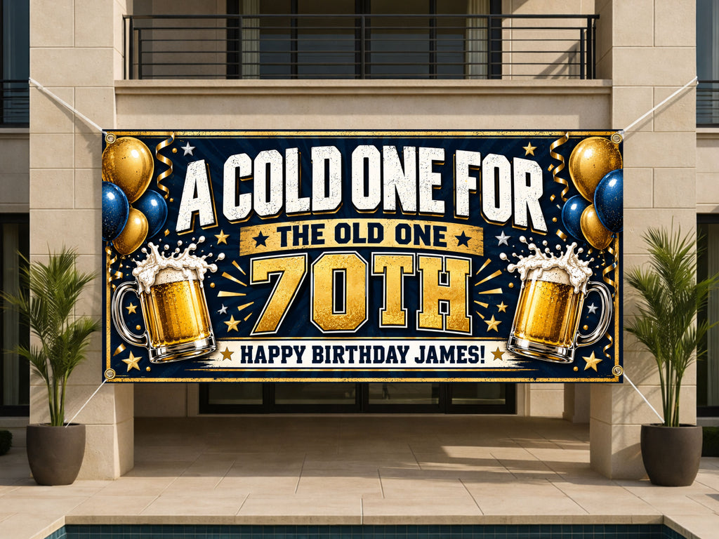 Beer 70th Birthday Banner