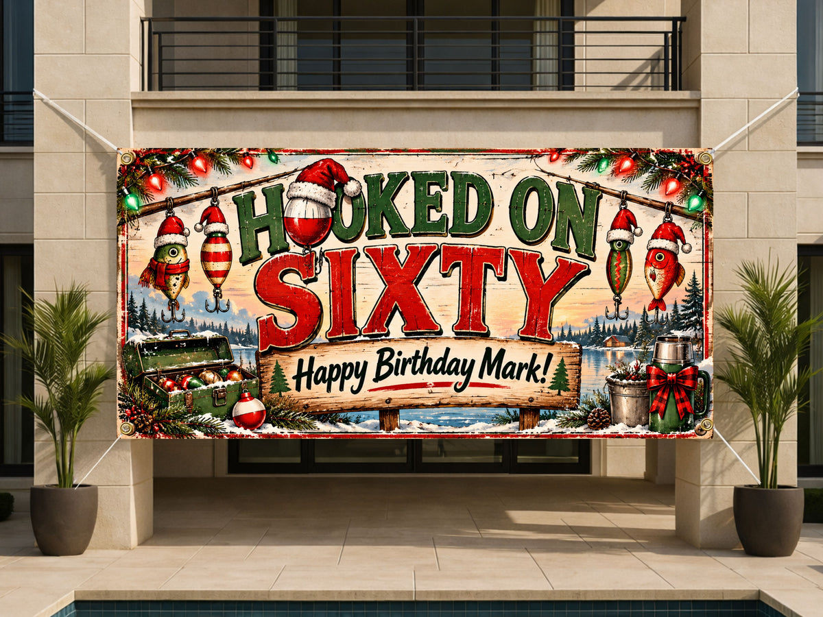 Hooked On Sixty Christmas Banner