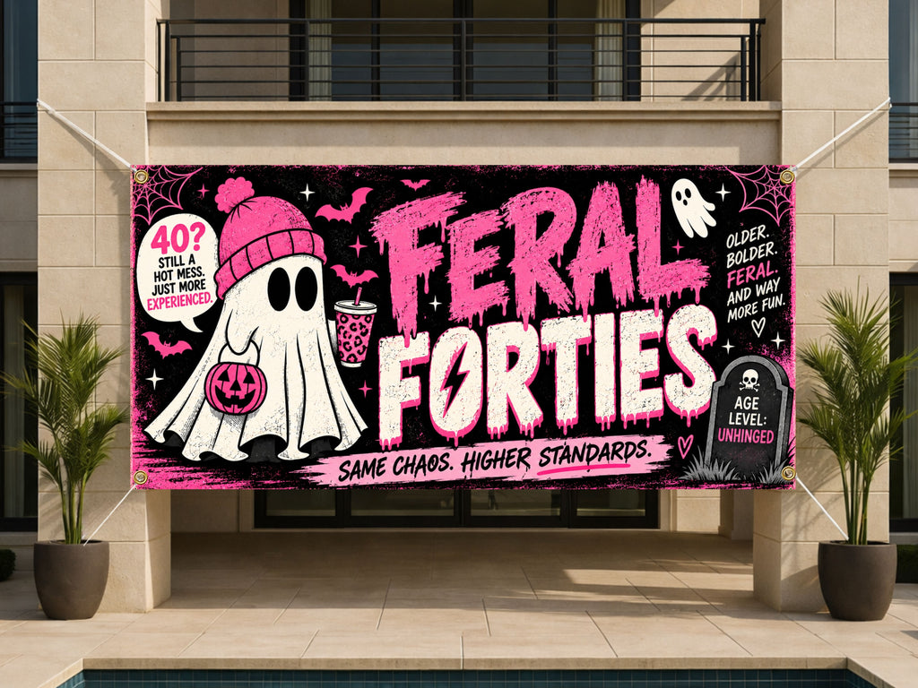 Feral Ghost 40th Birthday Banner