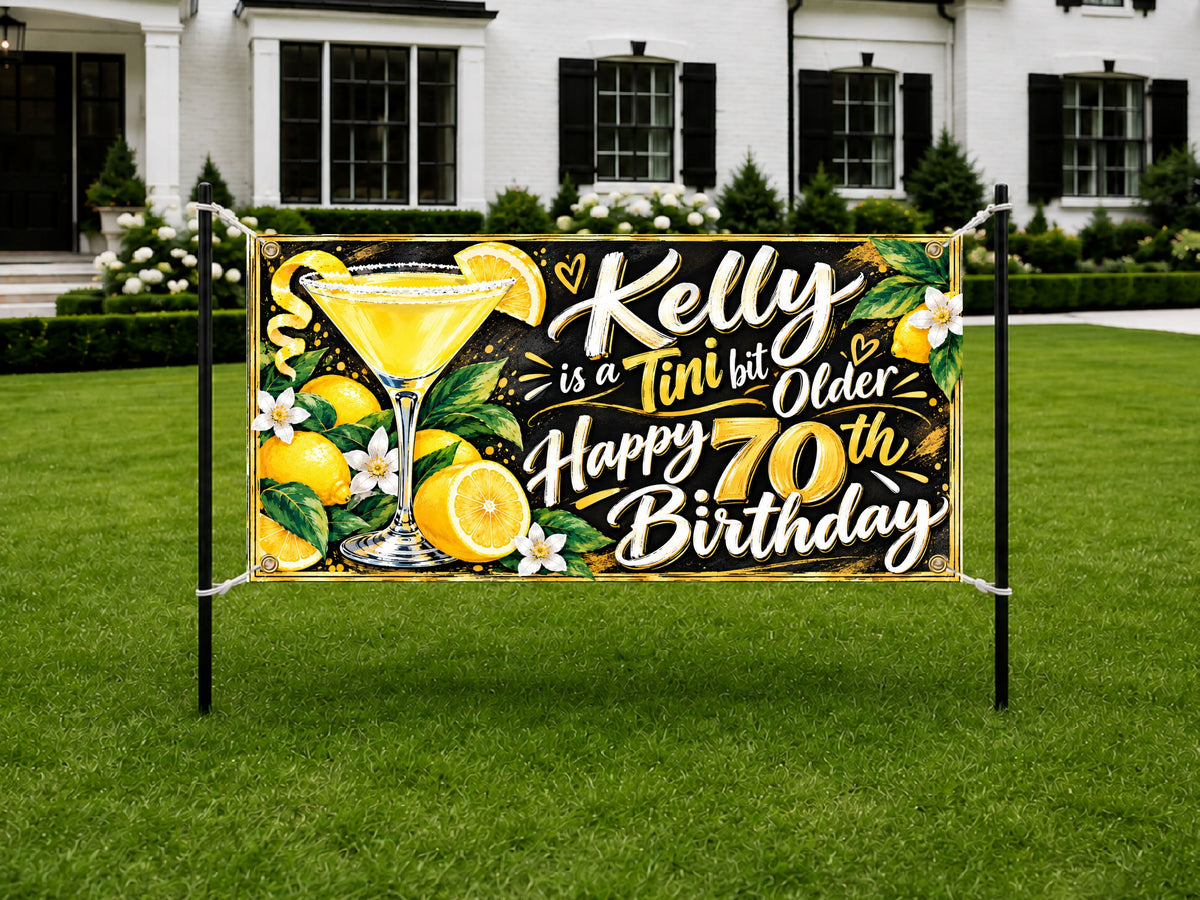 Lemon Martini 70th Birthday Banner