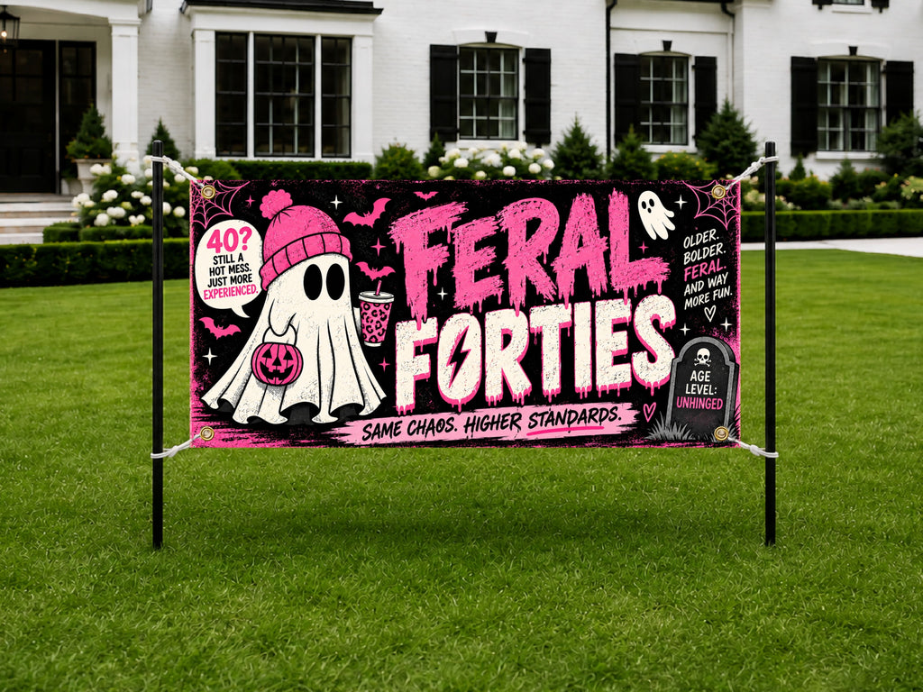Feral Ghost 40th Birthday Banner