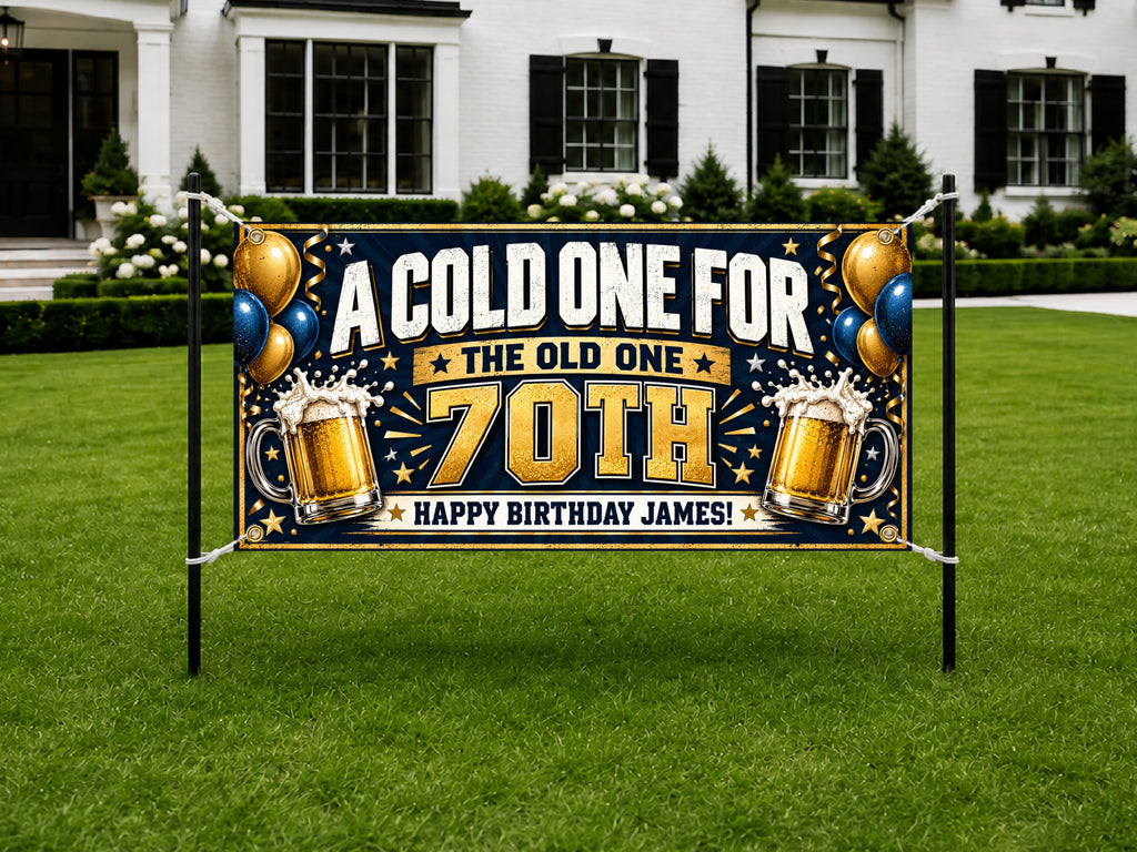 Beer 70th Birthday Banner