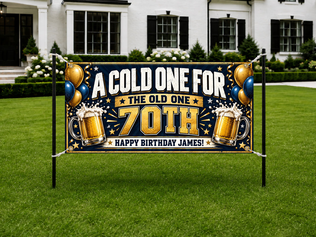 Beer 70th Birthday Banner