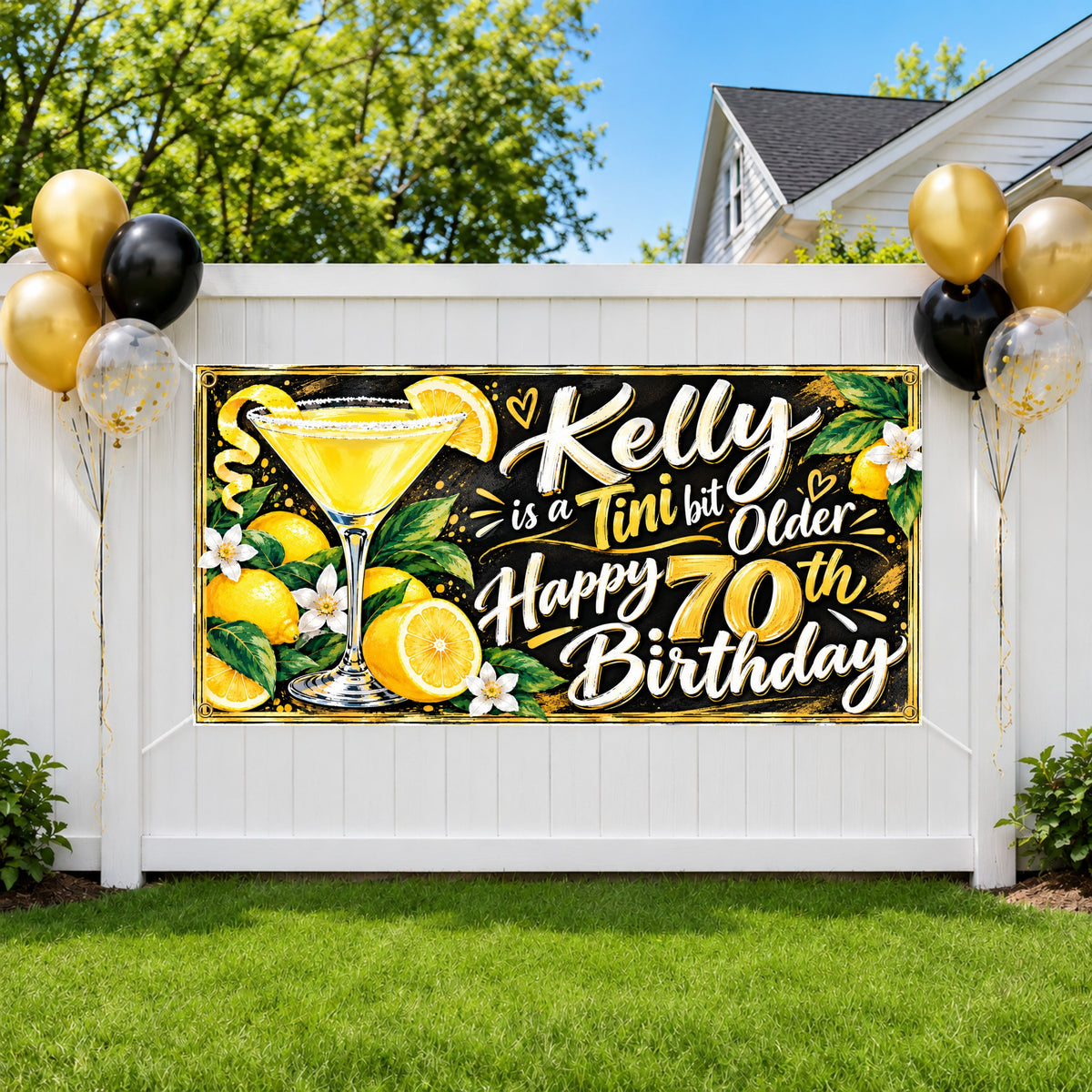 Lemon Martini 70th Birthday Banner