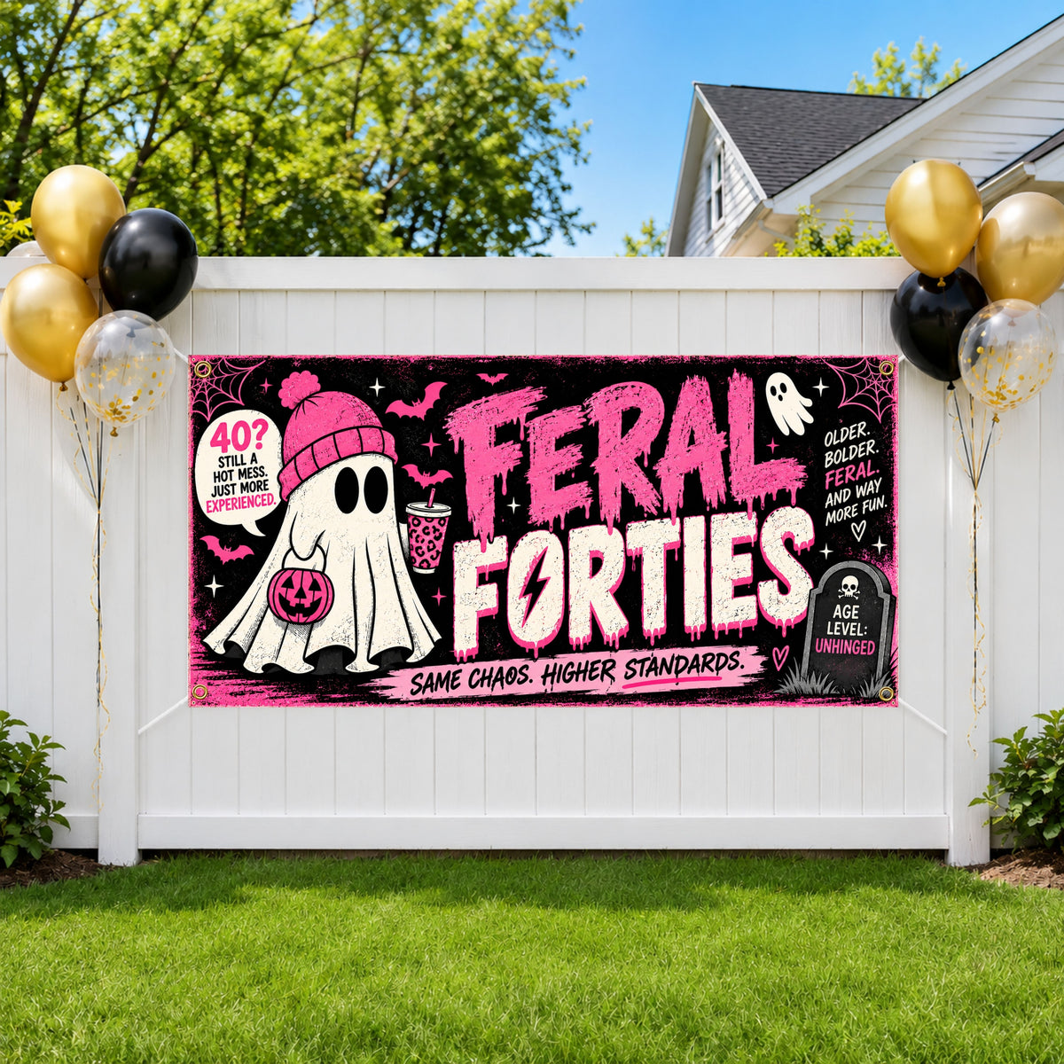 Feral Ghost 40th Birthday Banner