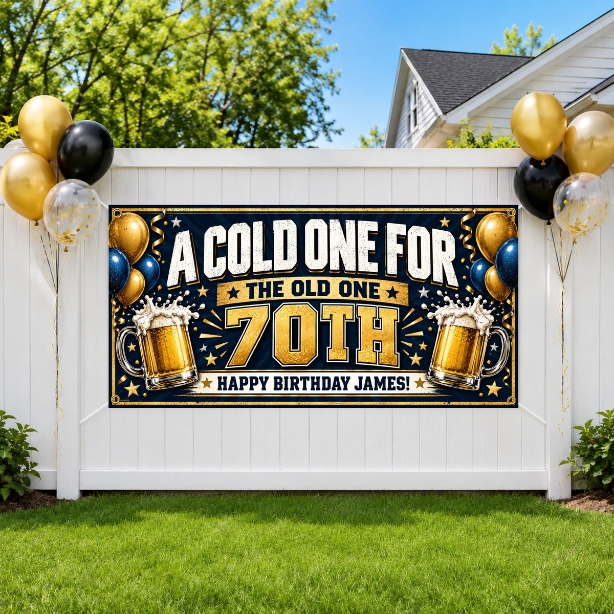 Beer 70th Birthday Banner