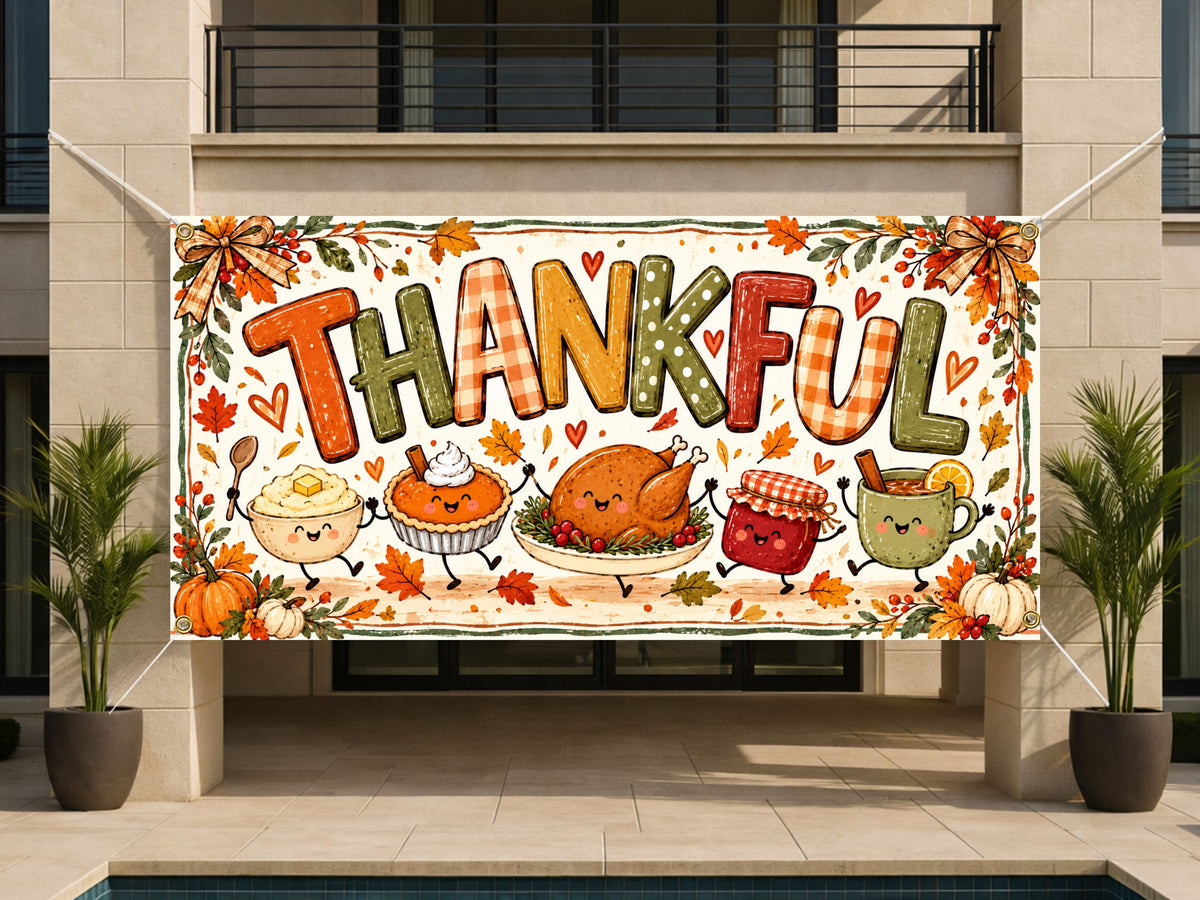 Thankful Turkey Dinner Party Banner