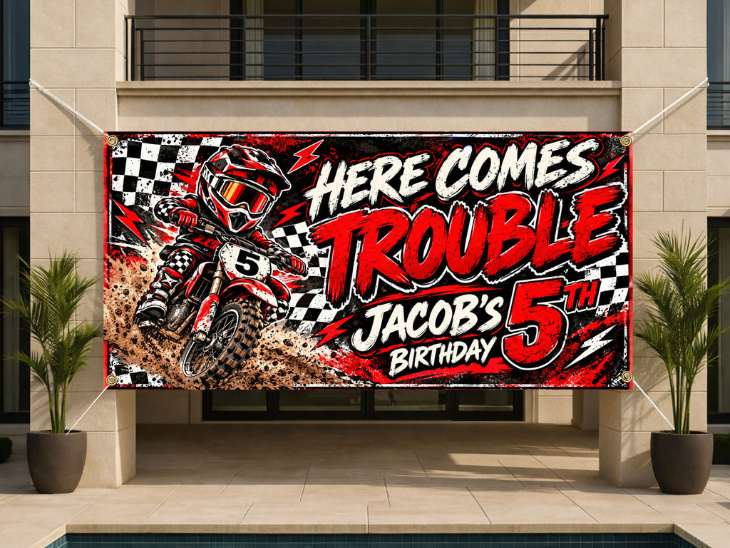 Dirt Bike 5th Birthday Banner