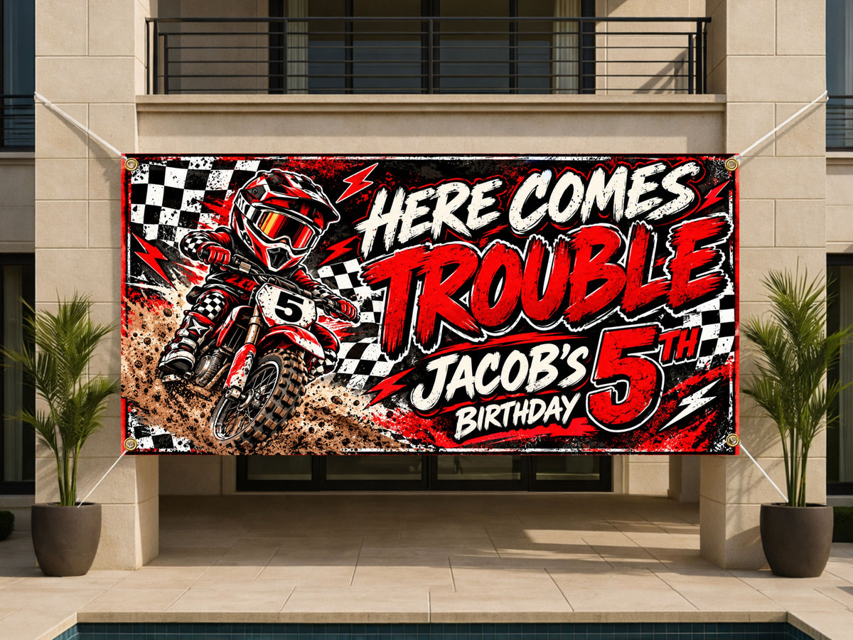 Dirt Bike 5th Birthday Banner