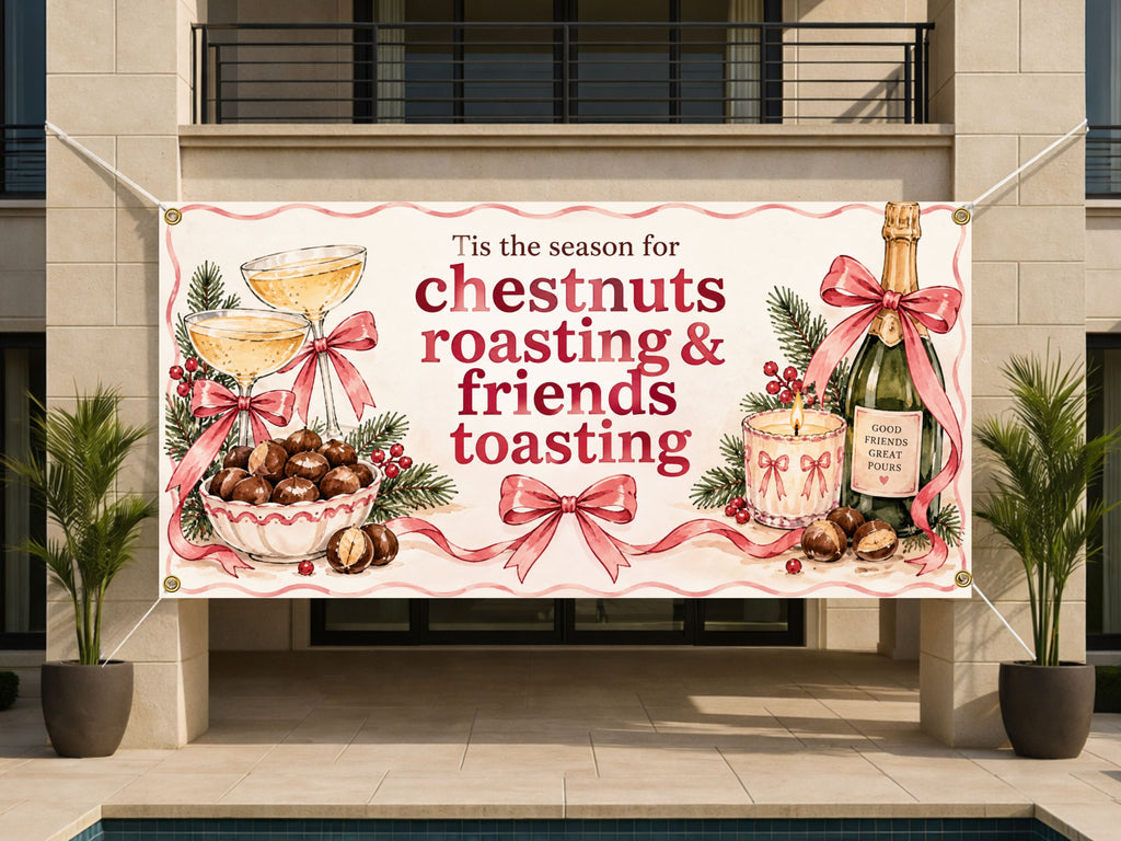 Chestnuts Toasting Holiday Banner