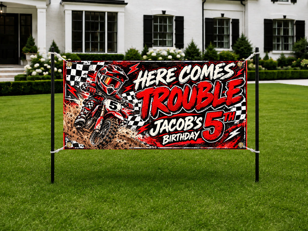 Dirt Bike 5th Birthday Banner