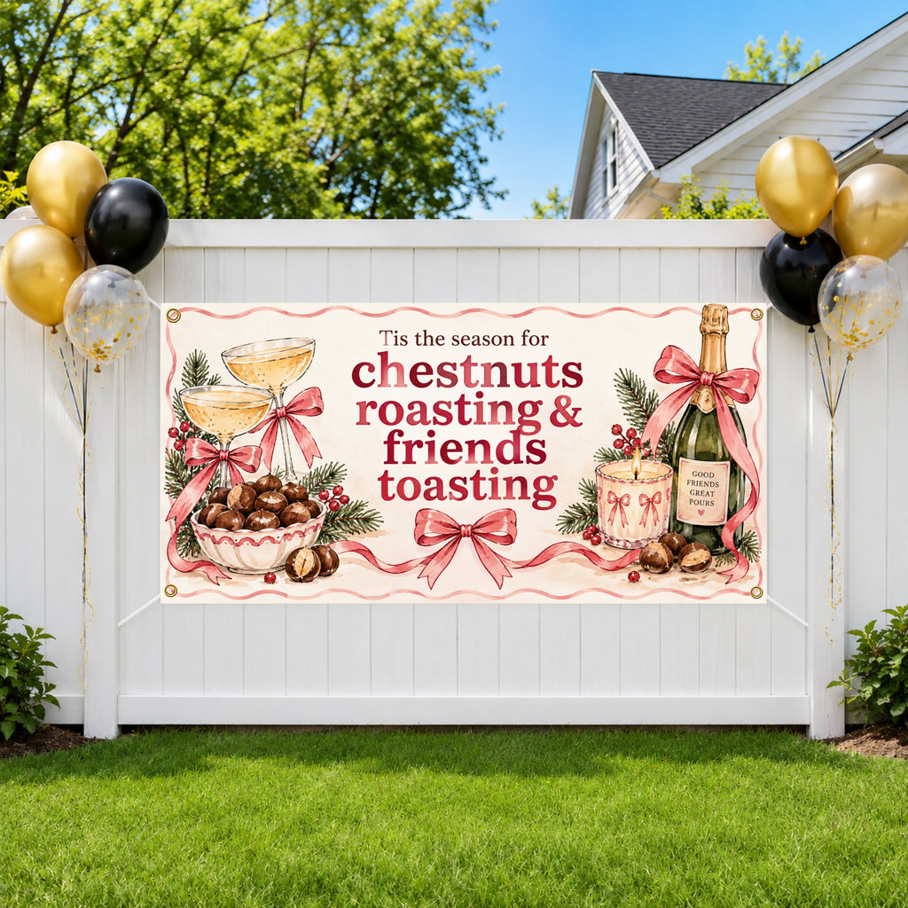 Chestnuts Toasting Holiday Banner