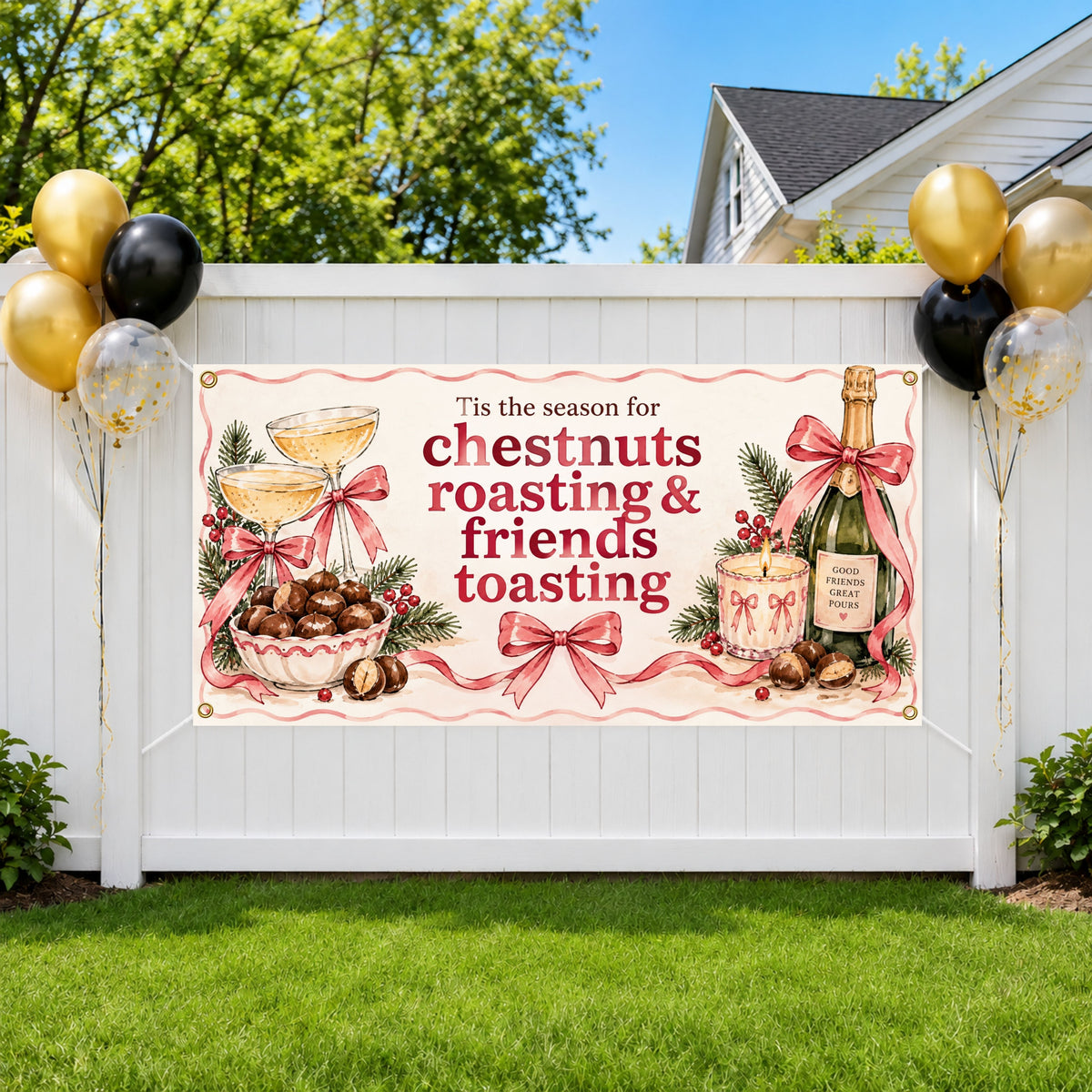 Chestnuts Toasting Holiday Banner