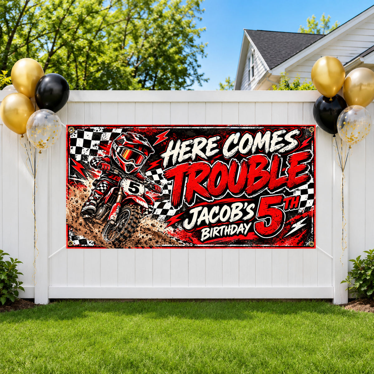 Dirt Bike 5th Birthday Banner