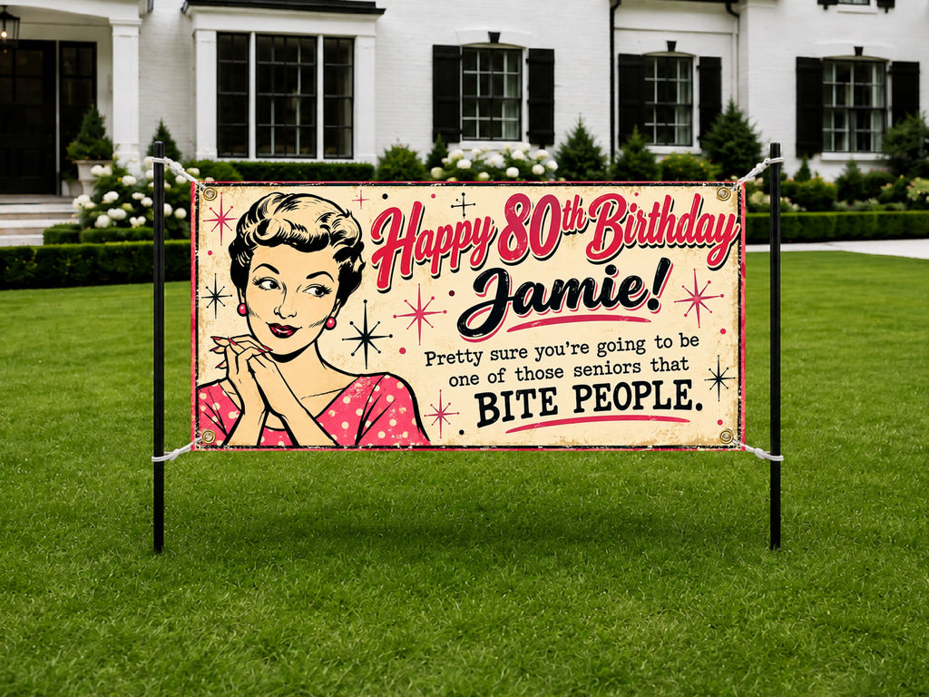 Seniors Bite 80th Birthday Banner