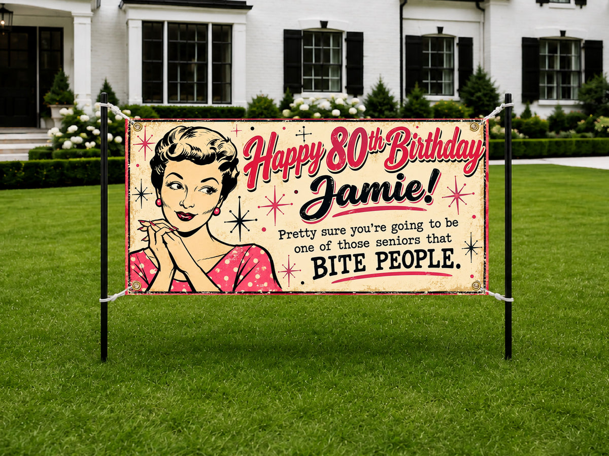 Seniors Bite 80th Birthday Banner