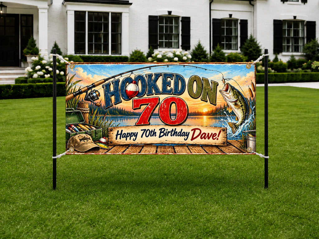 Hooked On 70 Fishing Banner