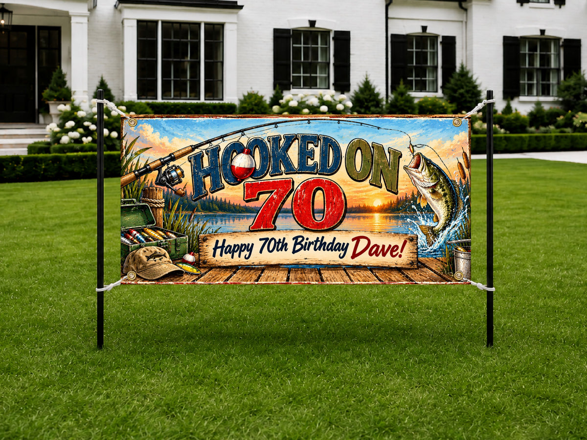 Hooked On 70 Fishing Banner