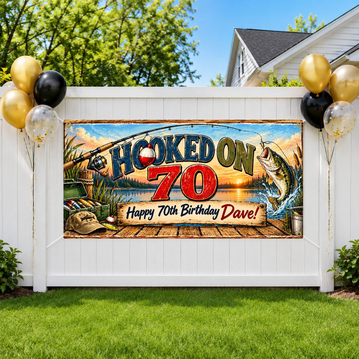 Hooked On 70 Fishing Banner