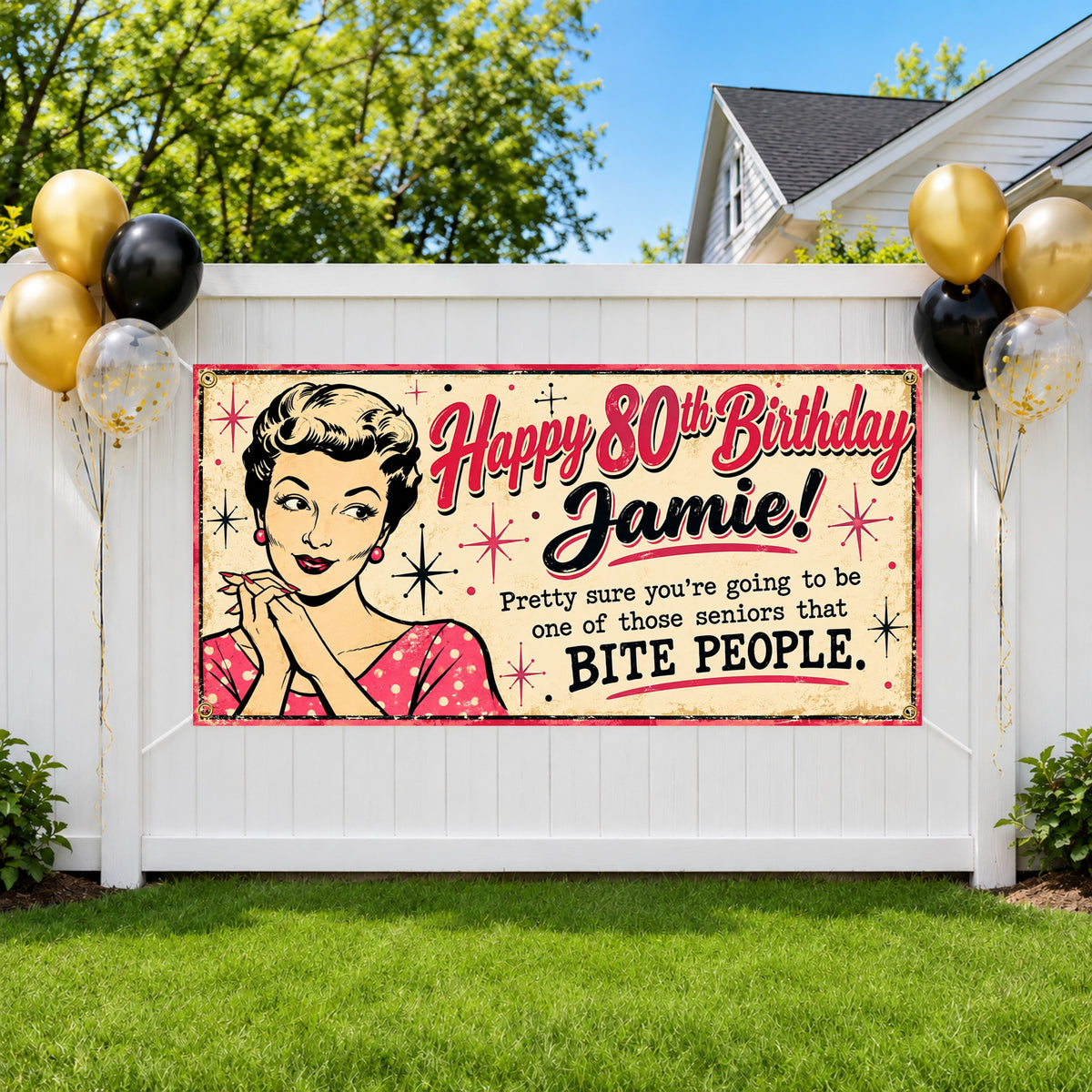 Seniors Bite 80th Birthday Banner