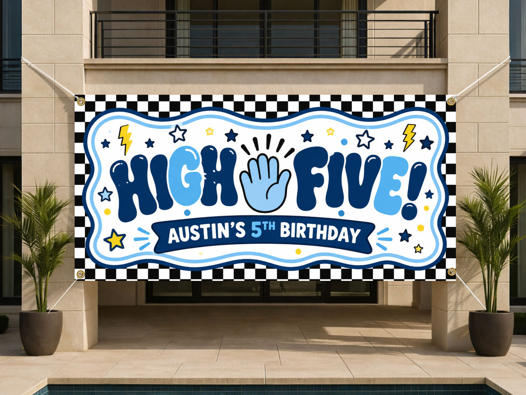 Checkered 5th Birthday Banner