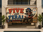 Funny 5th Birthday Banner, ATV Raccoon Party Sign, Personalized Kids Birthday Banner
