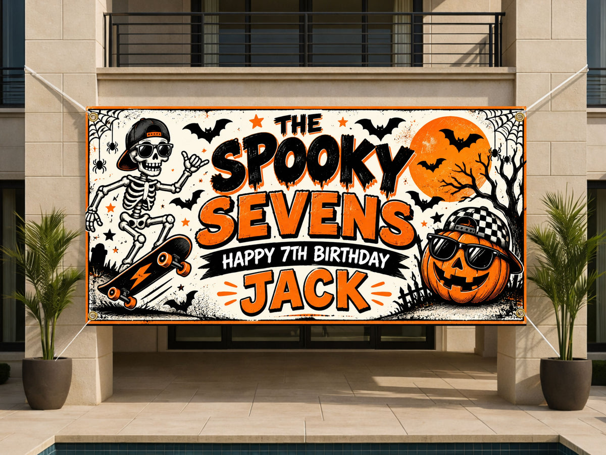 Skeleton 7th Birthday Banner