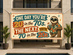 Funny 70th Birthday Banner, Sloth Party Sign, Aging Humor Backdrop