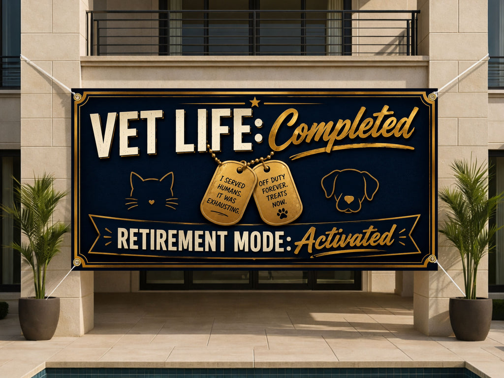 Veterinarian Retirement Banner, Vet Retirement Party Backdrop, Retirement Mode Sign