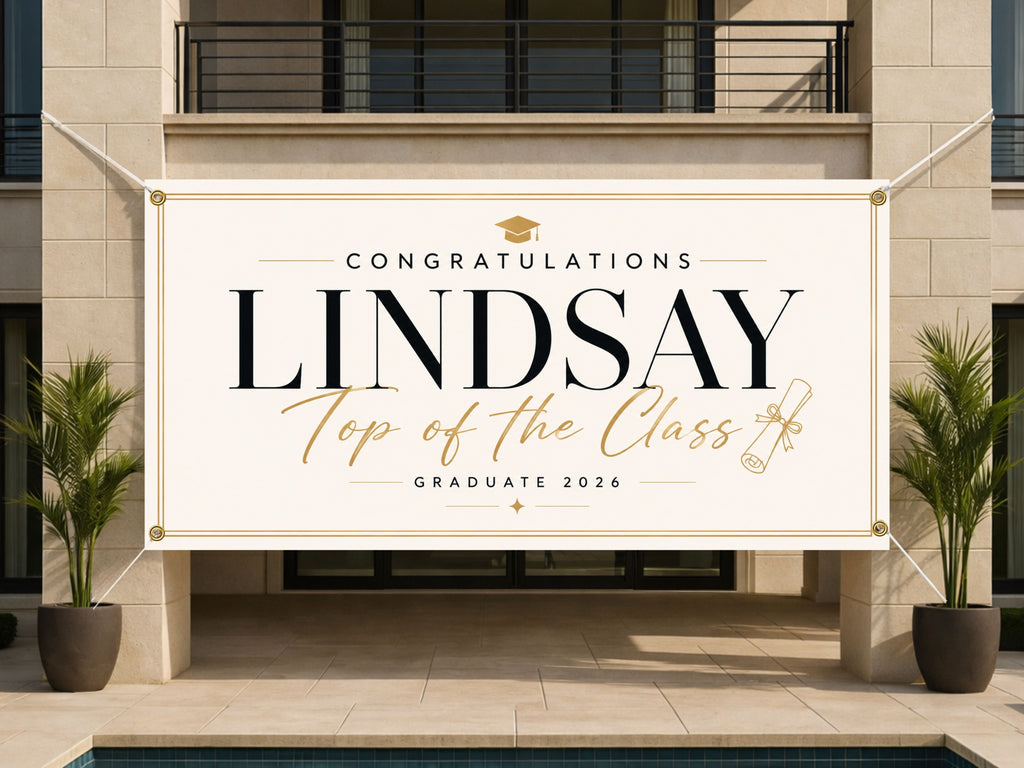 Graduation Banner, Personalized Grad Party Sign, Custom Name Backdrop