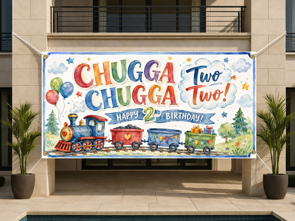 Train 2nd Birthday Banner