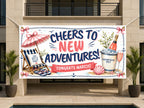 Funny Women's Retirement Banner | Cheers to New Adventures Coastal Champagne