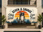 7th Birthday Banner, Seven And Savage Party Sign, Raccoon Backdrop