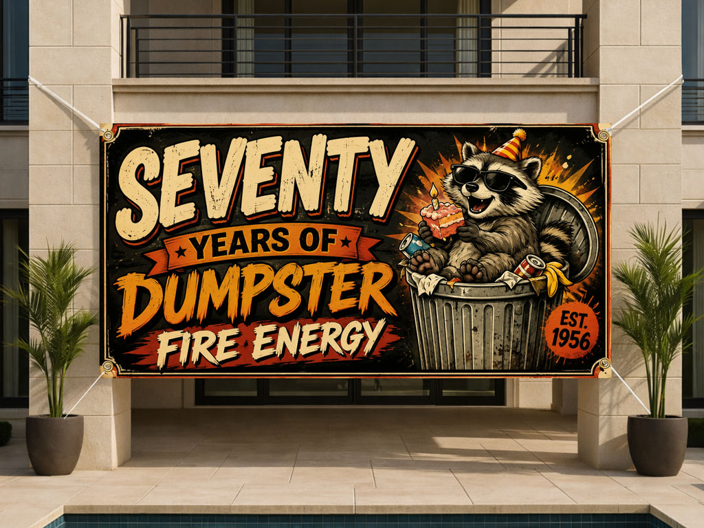 70th Raccoon Dumpster Banner