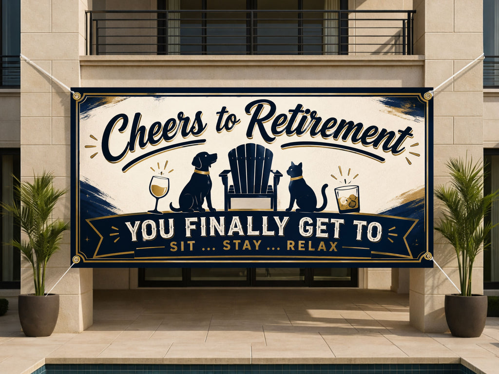 Pet Lover Retirement Banner, Retirement Party Backdrop, Cheers to Retirement Sign
