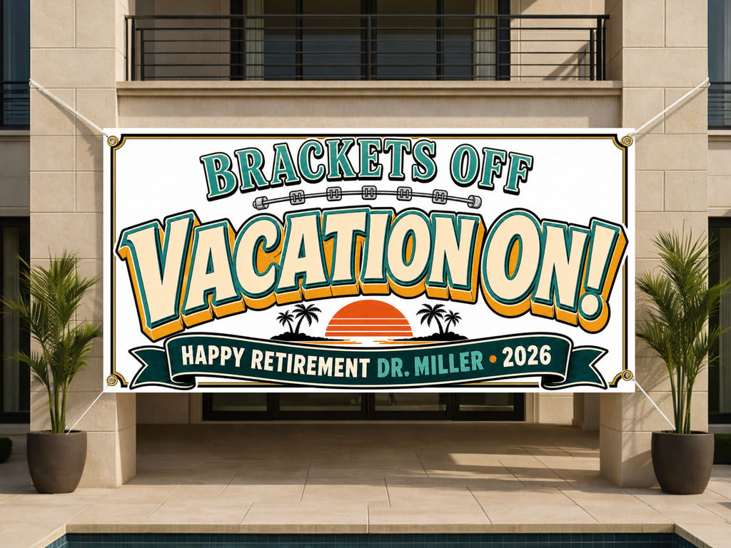 Tropical Dentist Retirement Banner