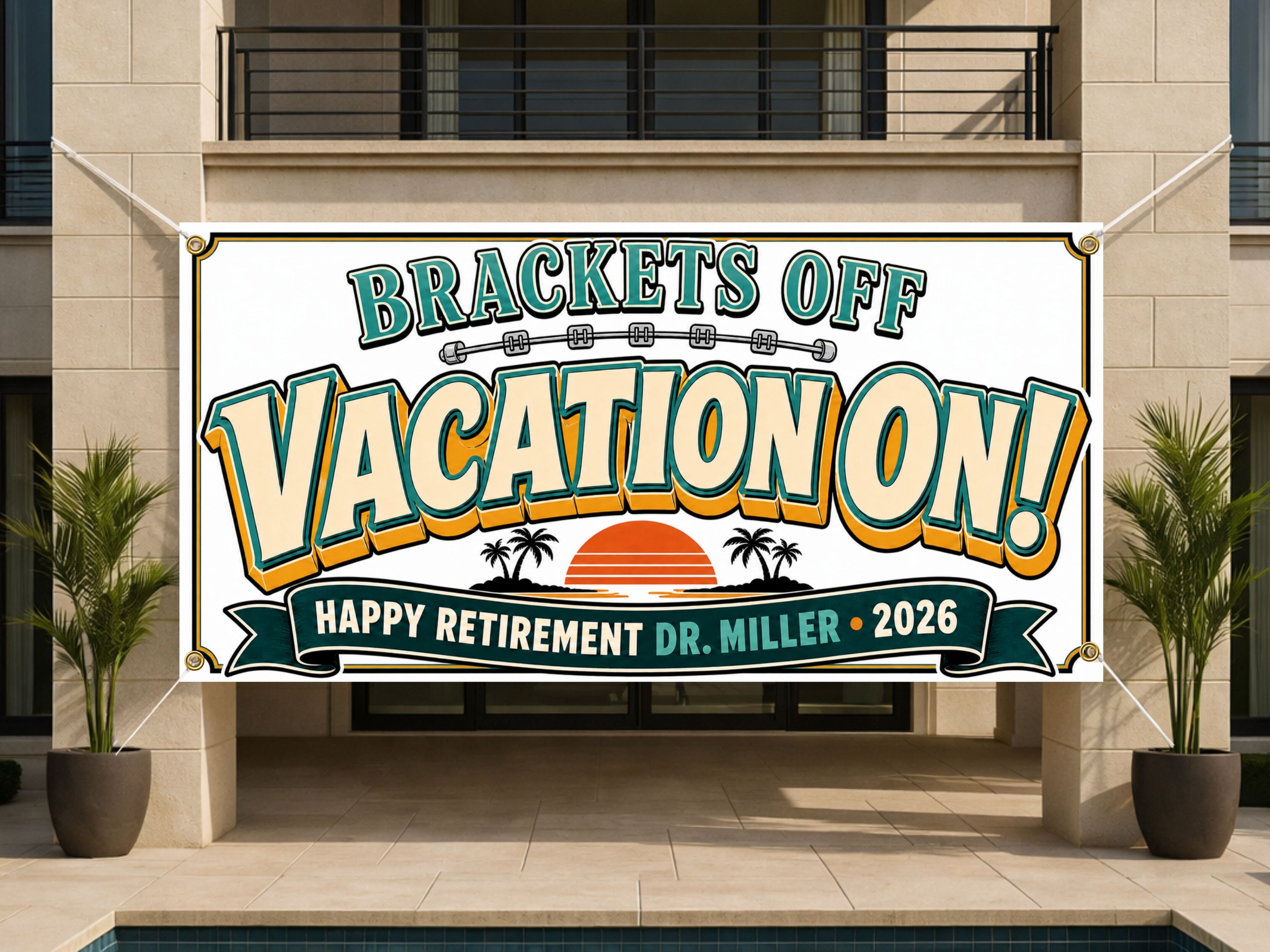 Tropical Dentist Retirement Banner