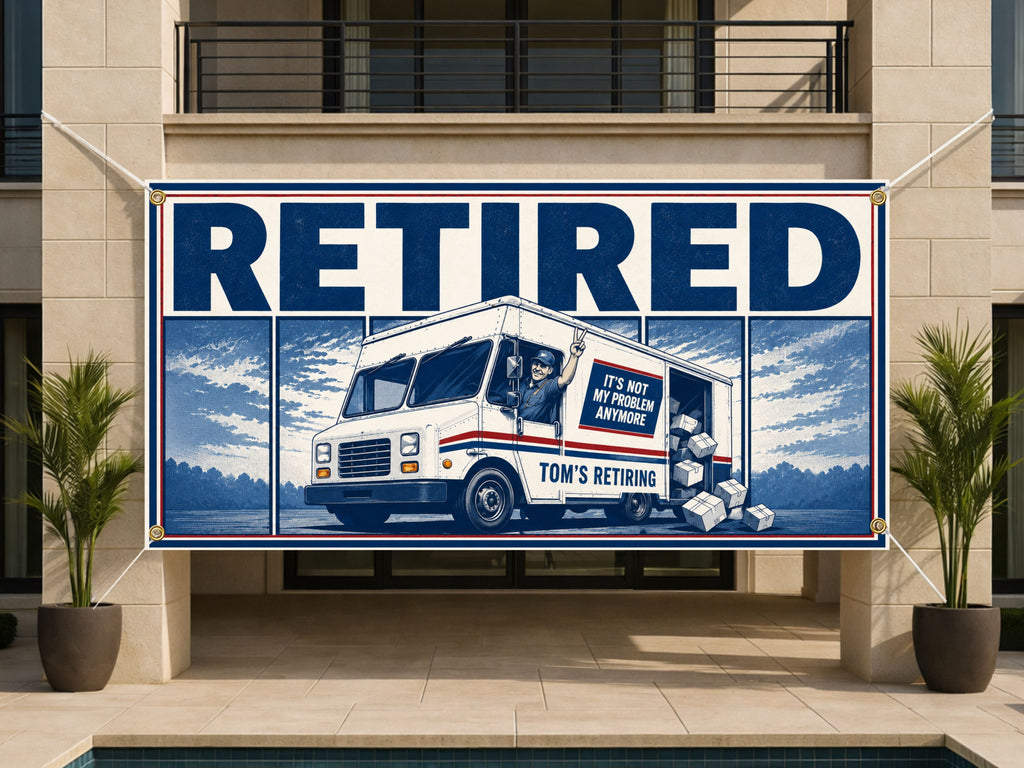 Funny Retirement Banner, Retired Party Sign, Personalized Retirement Decor