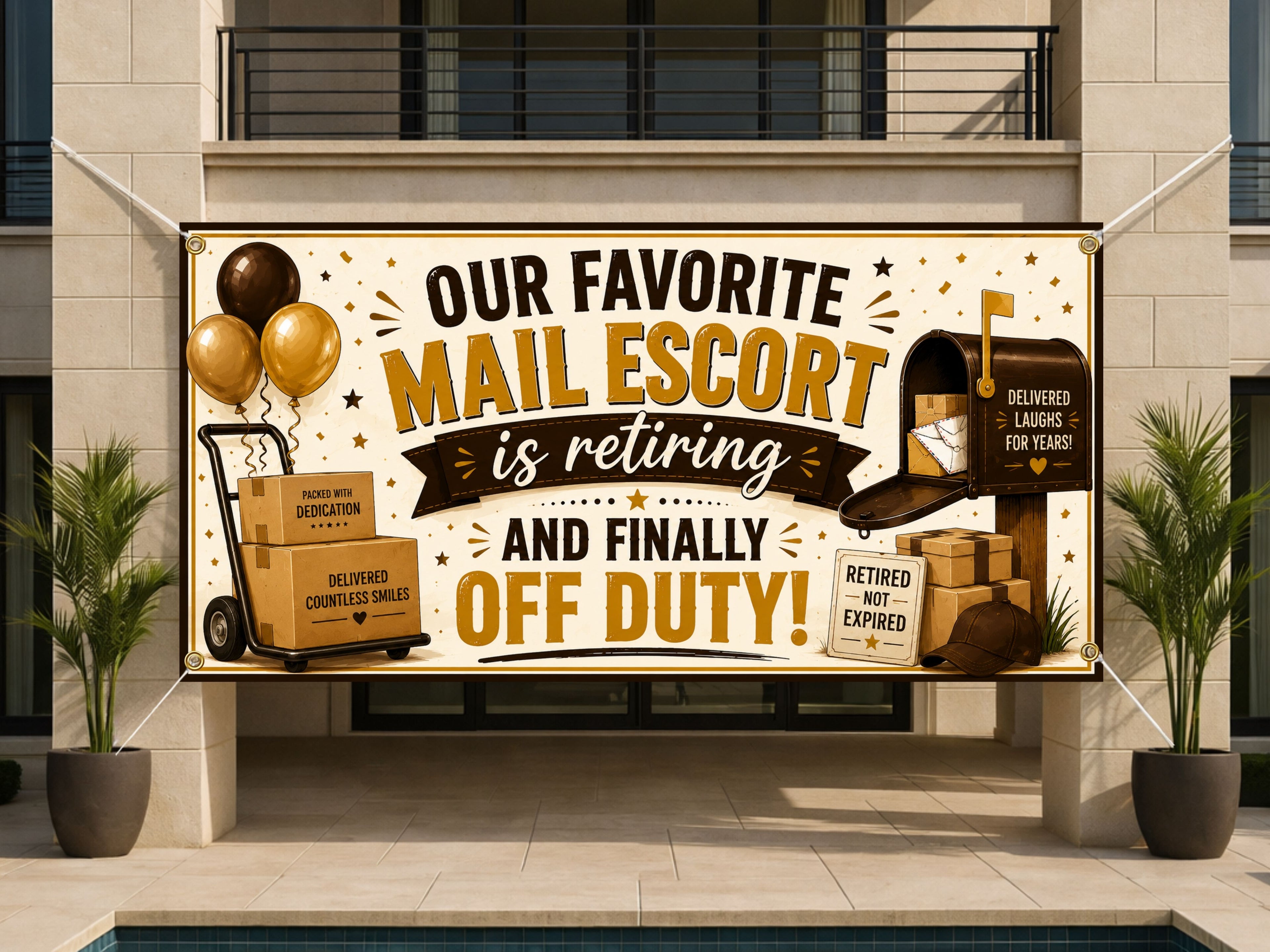 Mail Escort Retirement Banner, Delivery Driver Party Backdrop, Custom Farewell Sign (Copy)