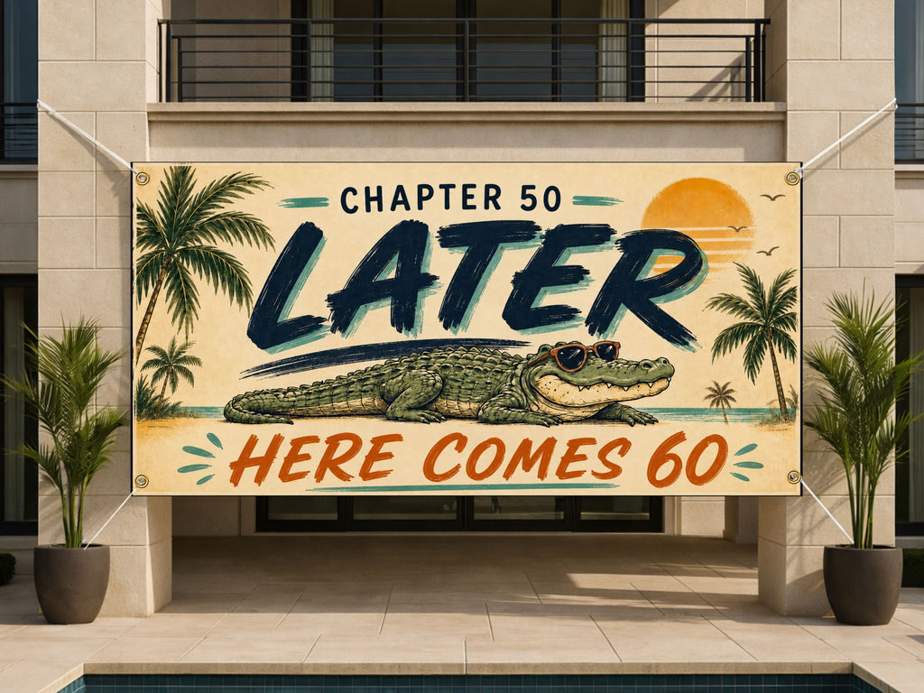 60th Birthday Banner, Later Alligator Party Sign, Photo Backdrop
