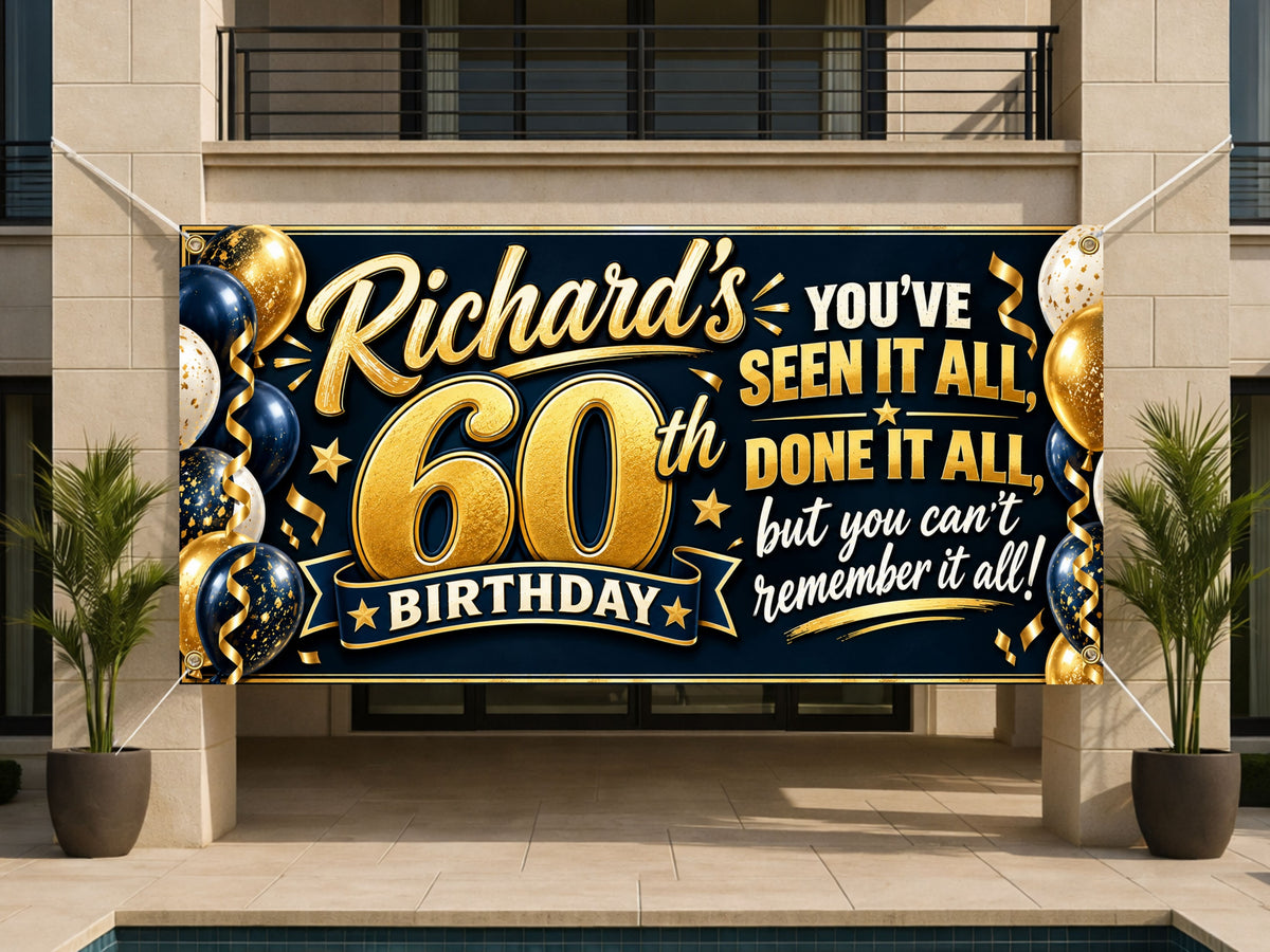 Gold 60th Birthday Banner