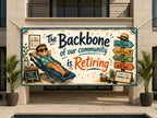 Chiropractor Retirement Banner, Backbone Retirement Sign, Farewell Backdrop
