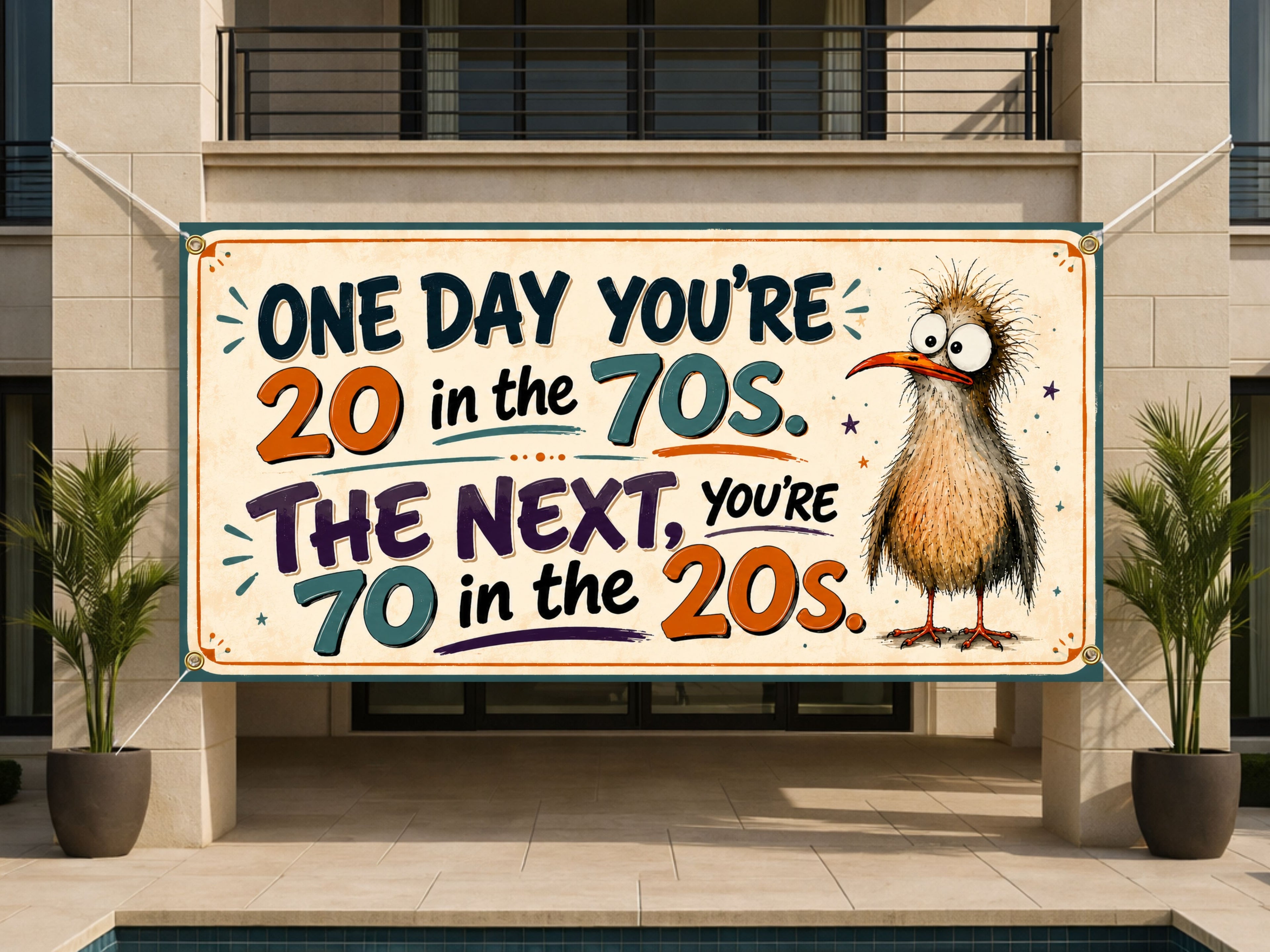 70th Birthday Banner, Funny 70th Party Backdrop, Twenty in the Seventies Sign