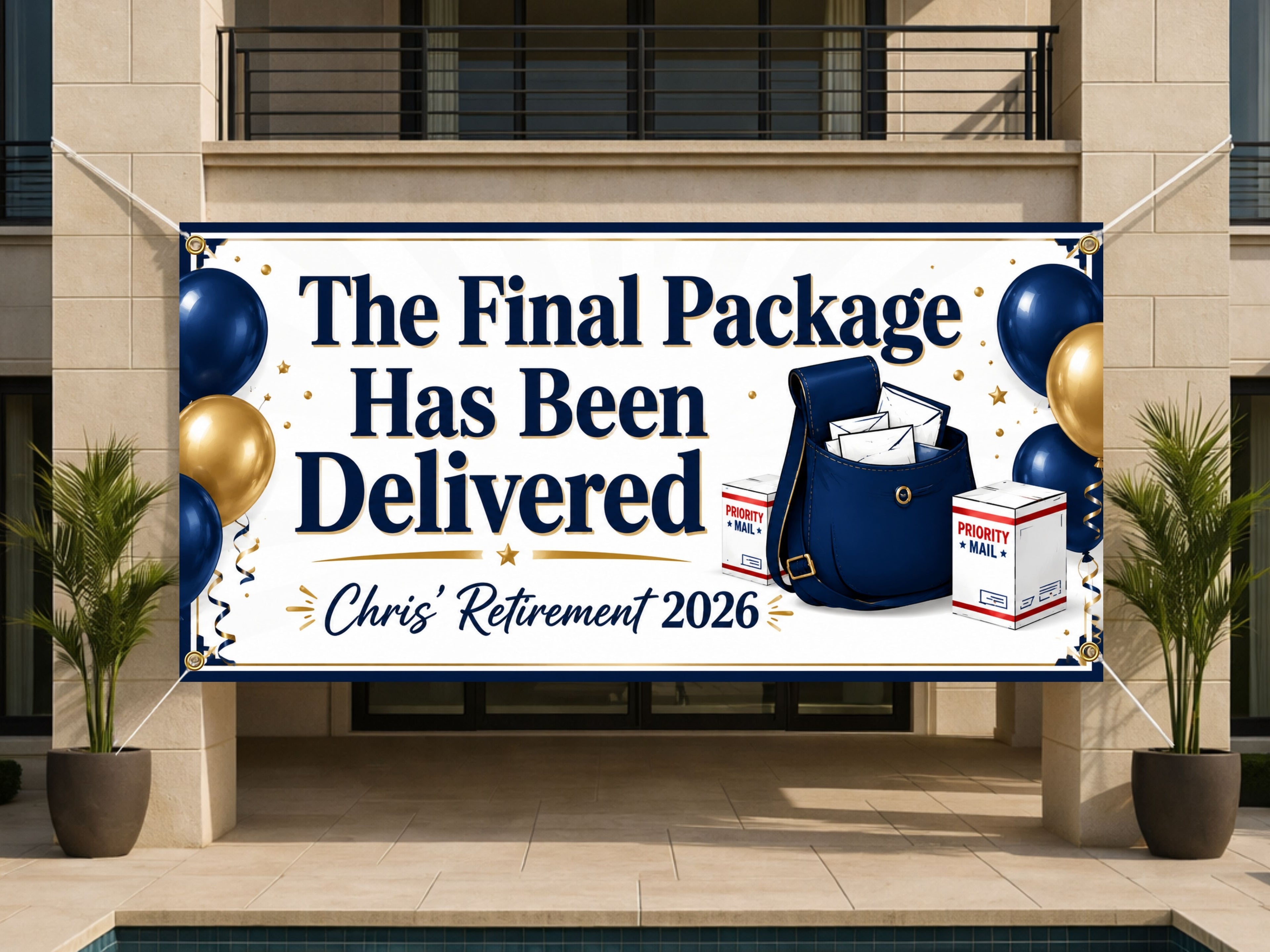 Retirement Party Banner, Mail Carrier Retirement Sign, Postal Farewell Backdrop