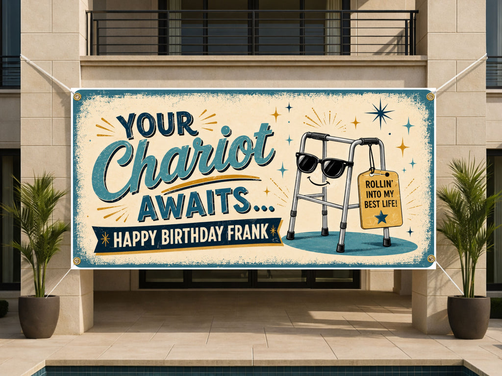 Over the Hill 50th Birthday Banner, Funny Hill Sign, Party Backdrop