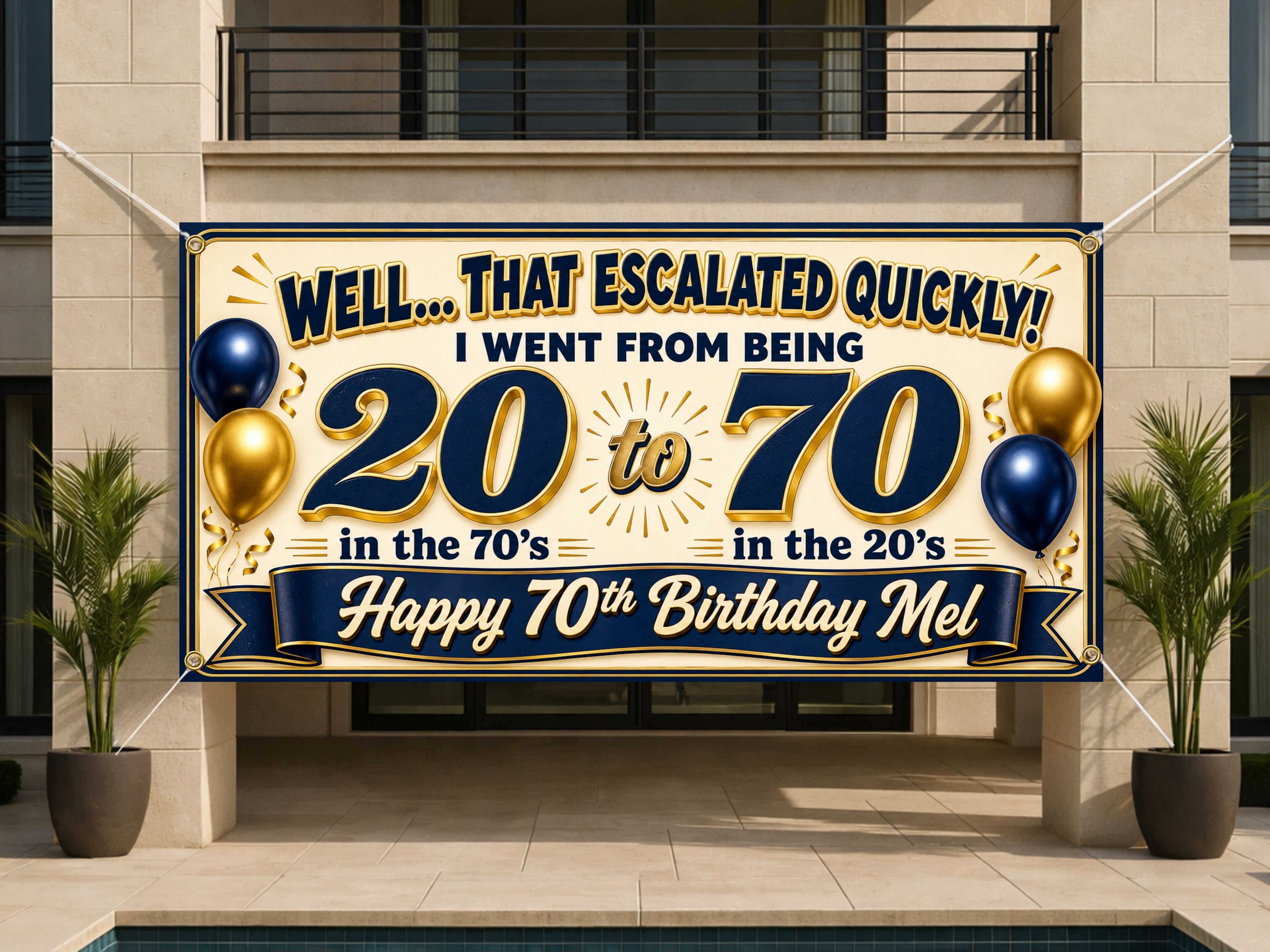 Golf 70th Birthday Banner, Funny Sarcastic Seventy Banner