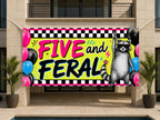 Funny 5th Birthday Banner, Raccoon Party Sign, Kid Backdrop