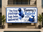 Retirement Banner, Mail Carrier Retirement Party Sign, Delivered Backdrop
